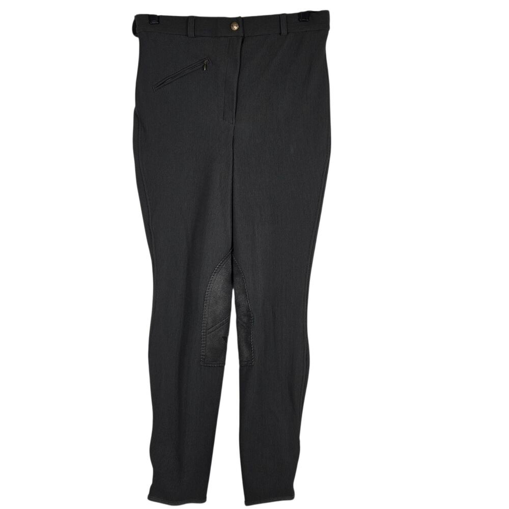TuffRider‎ Breeches Womens 30 Dark Charcoal Ribbed Knee Patch Riding Equestrian